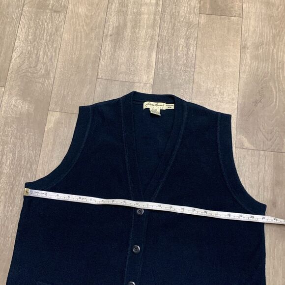 Womens Eddie Bauer Navy Blue Cotton Minimalist Button Down Cardigan Sweater - Picture 6 of 6